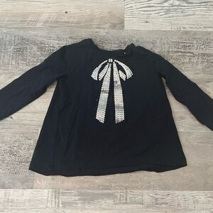 2/40 Zara Baby Girl Black Long Sleeve With Silver Sequin Bow Size 18-24:Months